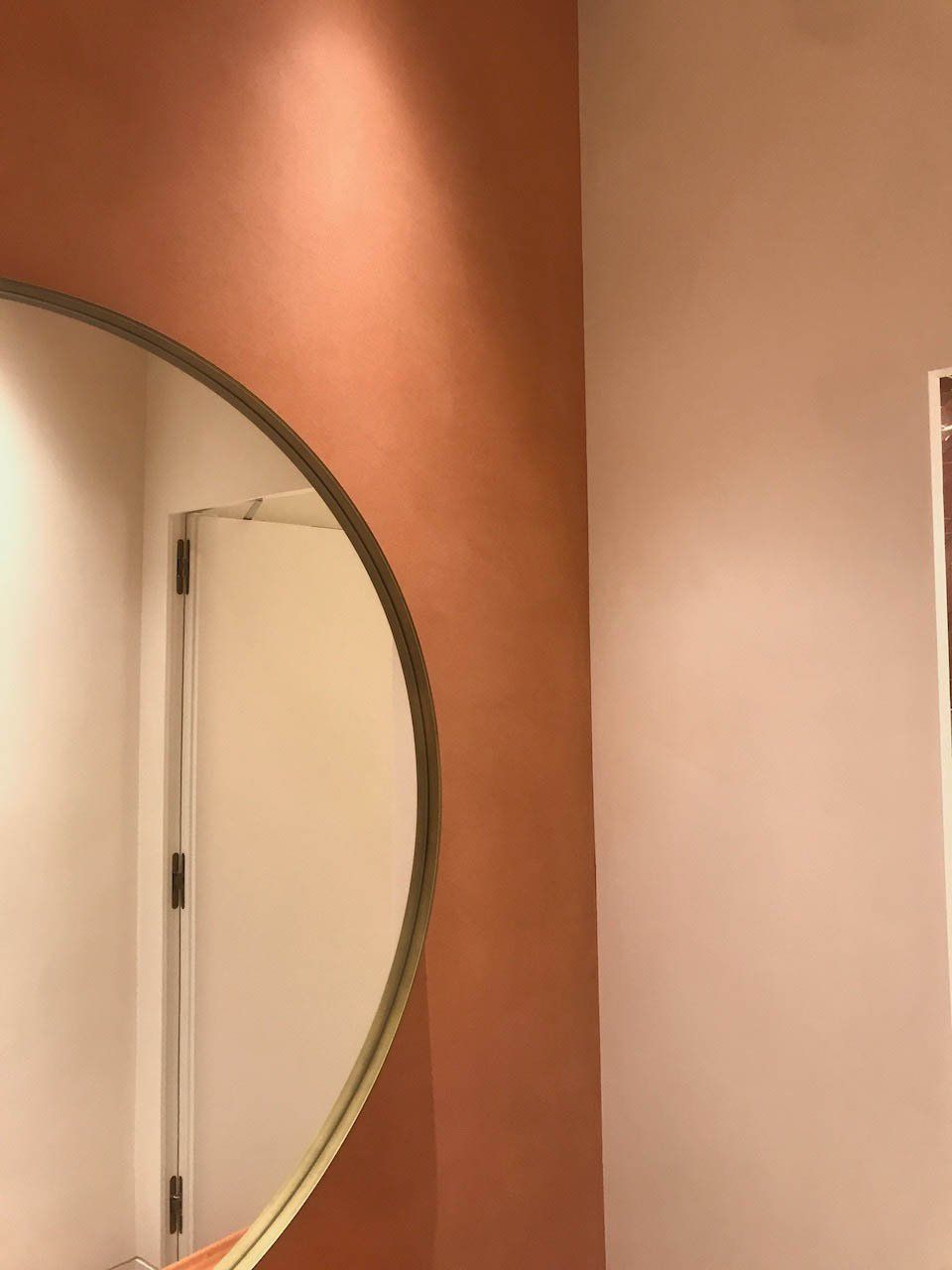 detail of a wall with two tones of orange suede wall product