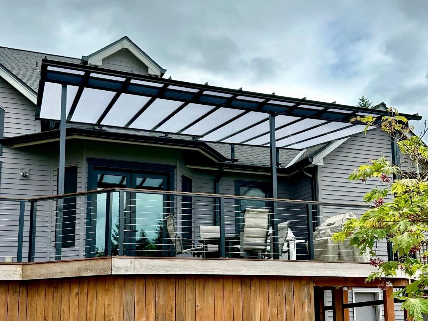 After Crown Patio Covers Installed a new Gable Style Patio Cover on this house in Hillsboro Oregon