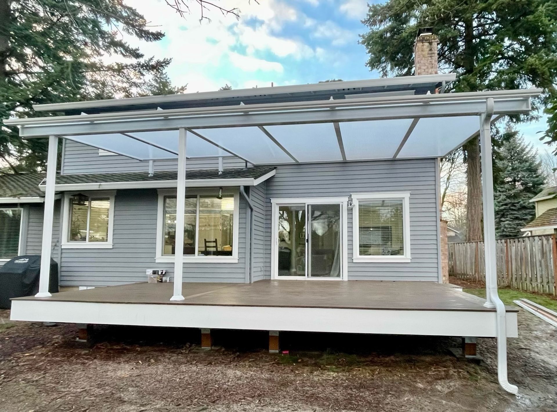 After Crown Patio Covers Installed a Shed Style Patio Cover on this house in Beaverton Oregon