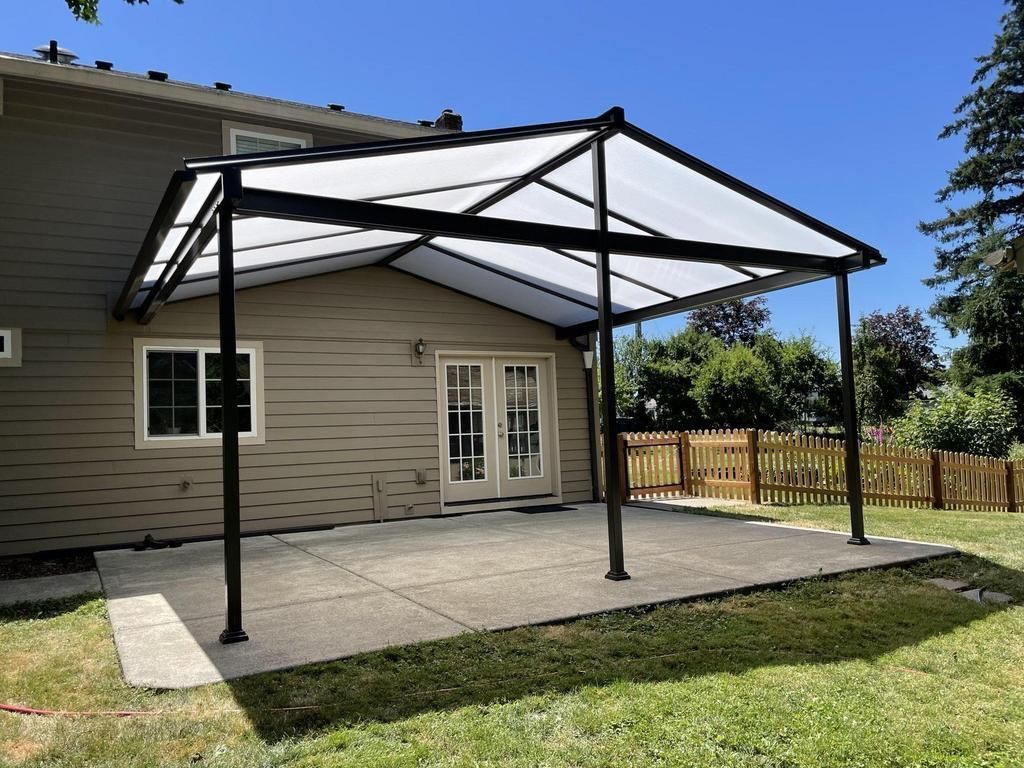 After Crown Patio Covers Installed a new Gable Style Patio Cover on this house in Hillsboro Oregon