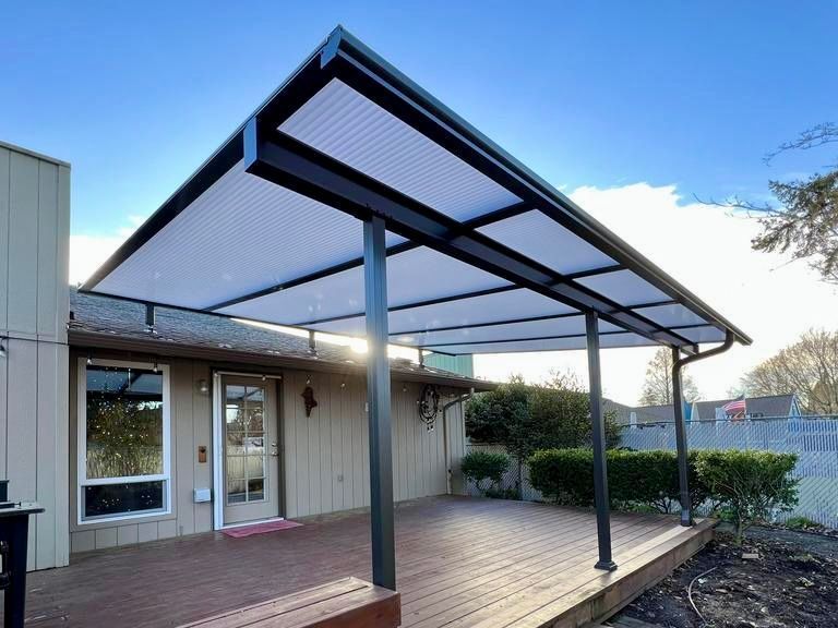 After Crown Patio Covers Installed a Shed Style Patio Cover on this house in Beaverton Oregon