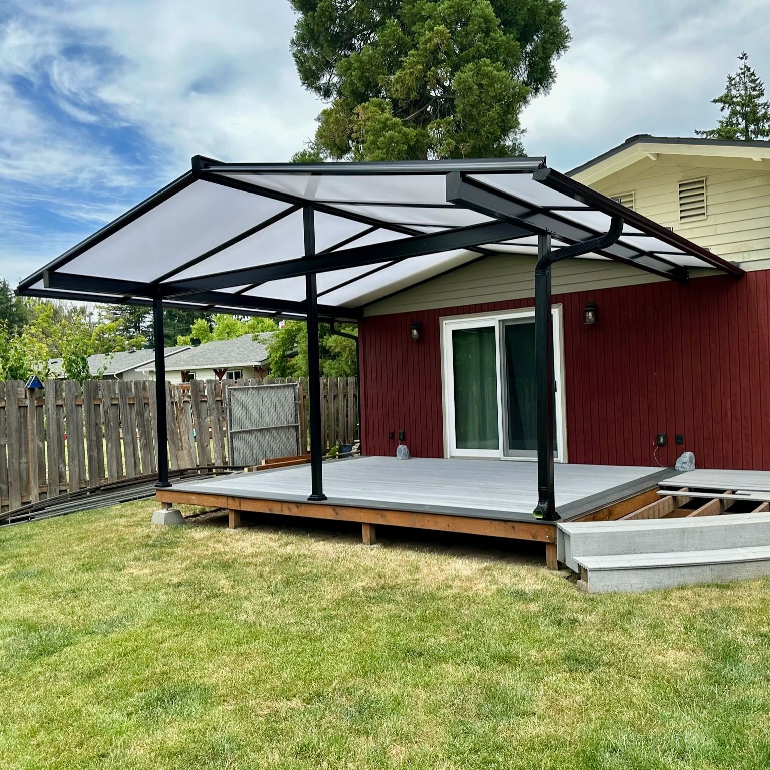 Black Gable Style Acylite Acrylic Patio Cover in McMinnville Oregon by Crown Patio Covers LLC
