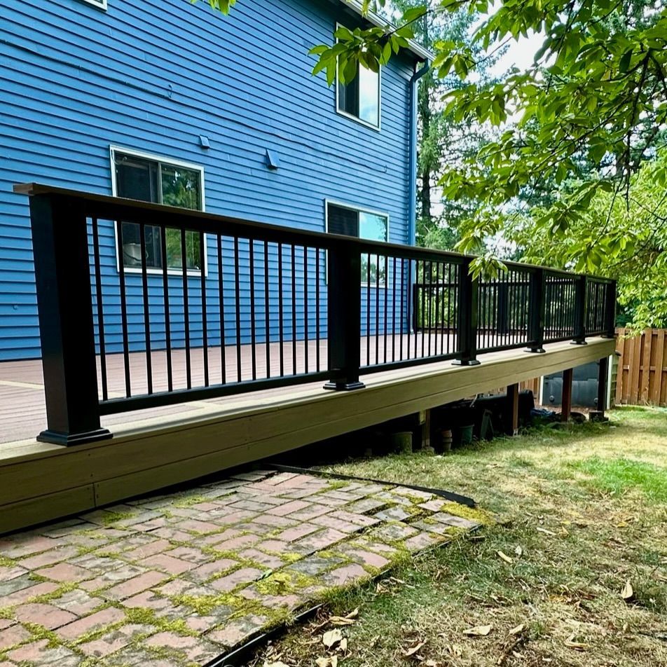 Deck with handrails Built in Tigard by Crown Patio Covers