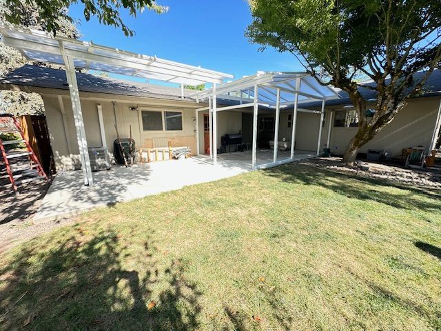 Double Acrylic Patio Cover by Crown Patio Covers - Shed style Patio Cover with a Gable Style Patio Cover