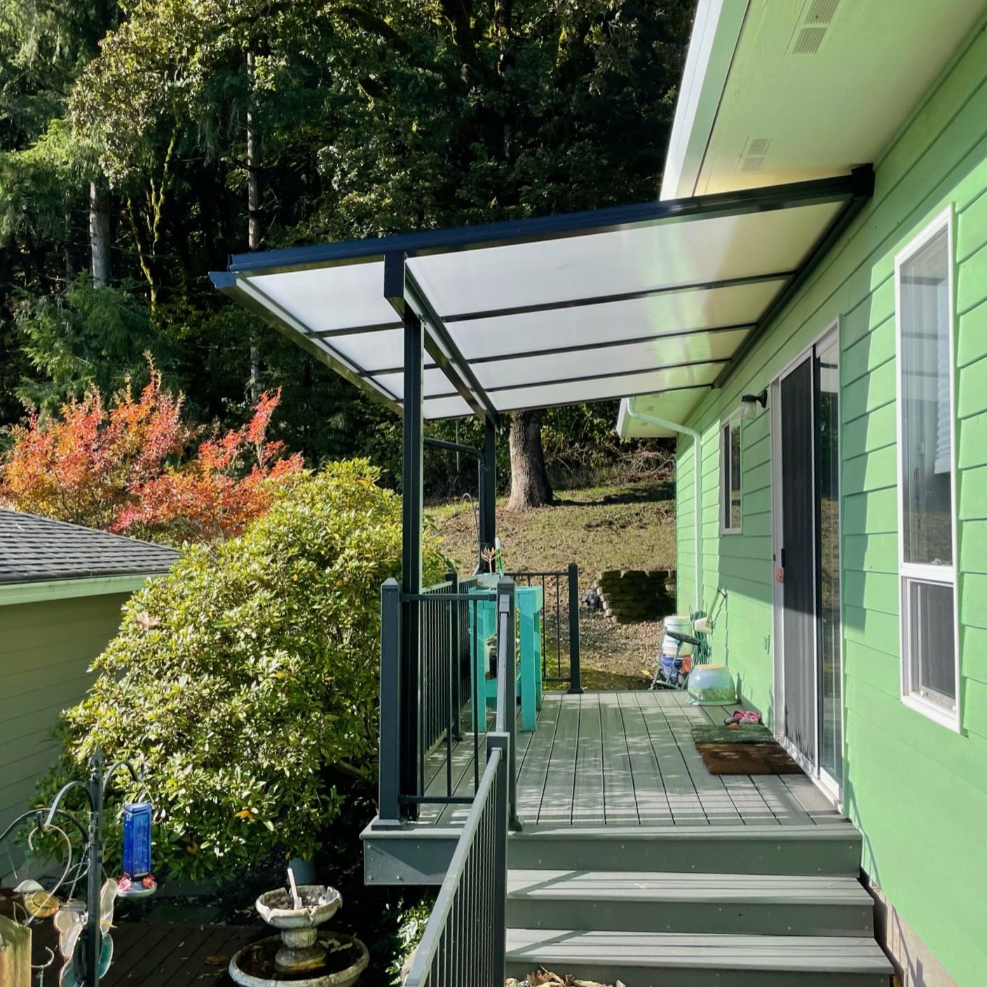 Hillsboro OR Patio Cover Project - Black Shed frame with Acrylite acrylic top