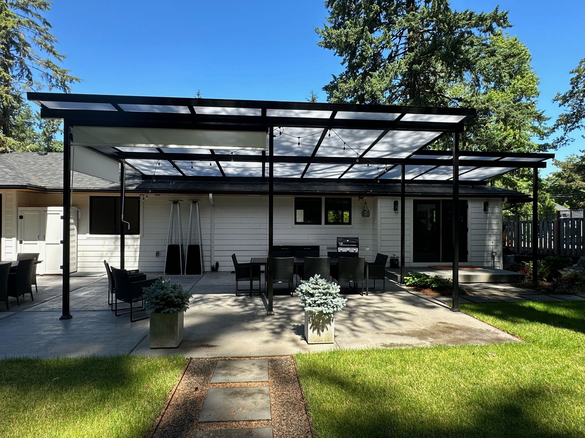 Lake Oswego Oregon Patio Cover Build - Double Patio Cover Shade Black Shed Frame by Crown Patio Covers LLC
