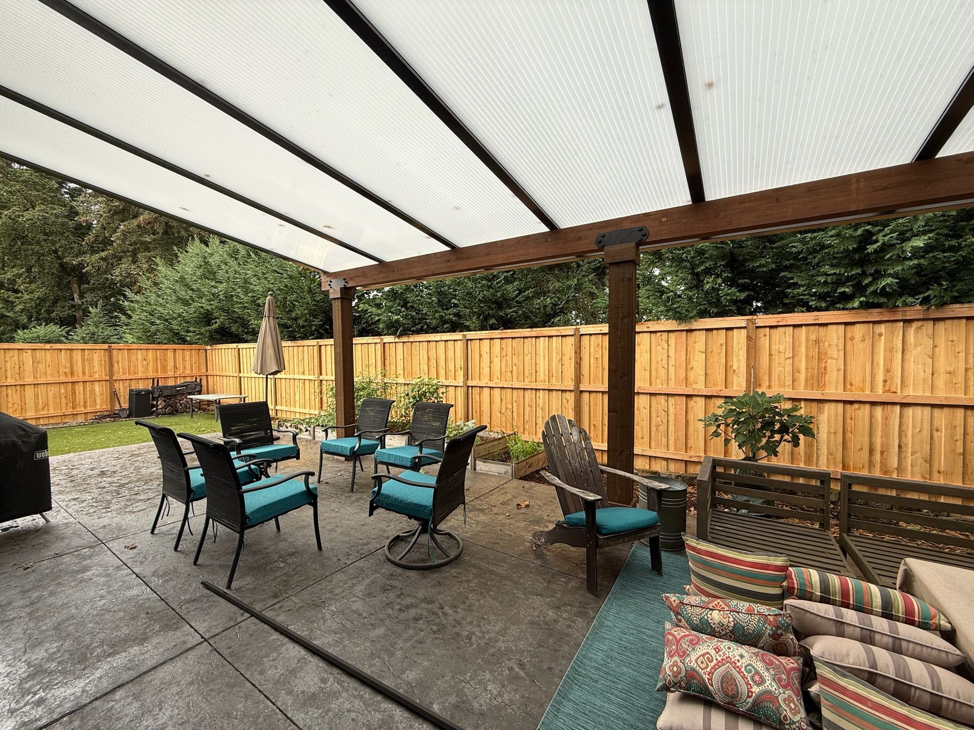 Oregon City Patio Cover build - Cedar frame with a Acrylite acrylic Cover by Crown Patio Covers LLC