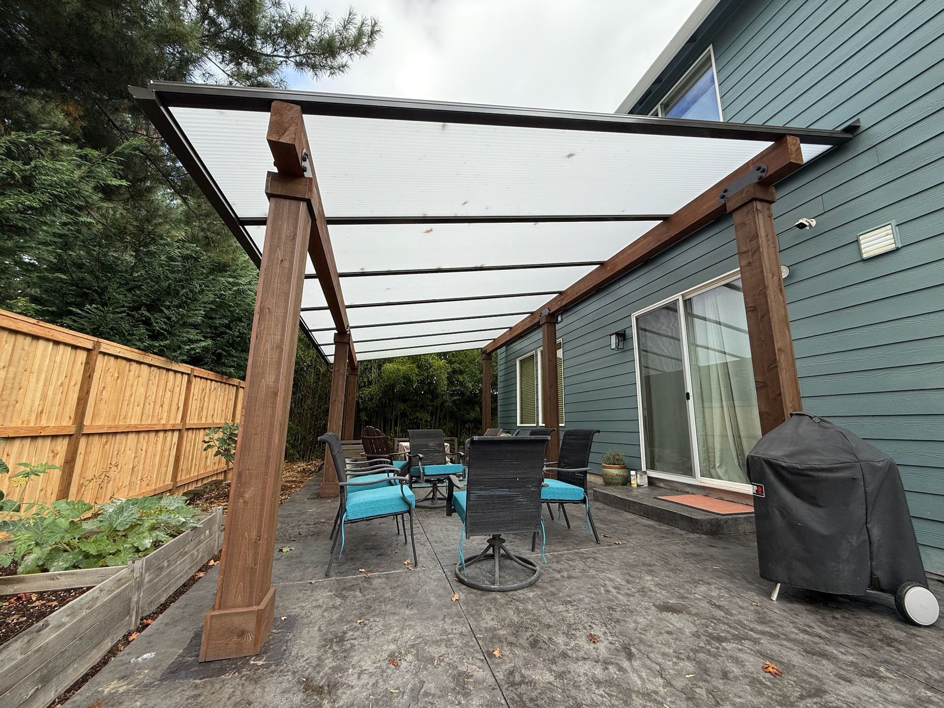 Oregon City Patio Cover build - Cedar frame with Acrylite acrylic Cover by Crown Patio Covers