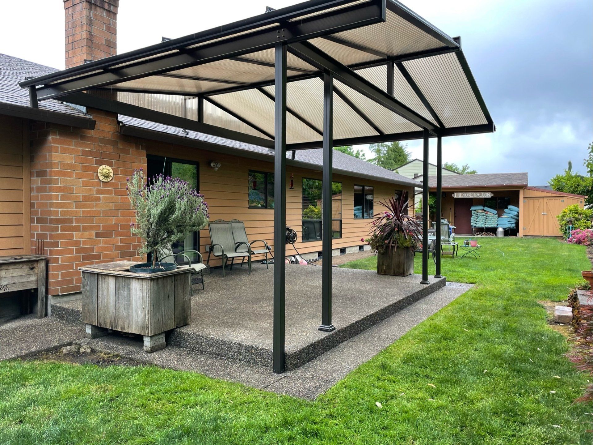 Acrylite Patio Cover in Portland with Black Gable Style Frame