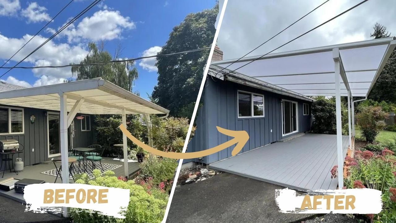 Shed White Patio Cover Installation in Beaverton, OR