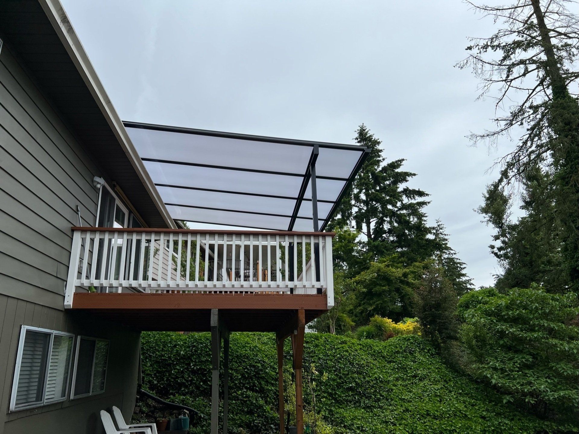Patio Cover in Portland with Black Shed Style Frame  Acylite Acrylic Roof