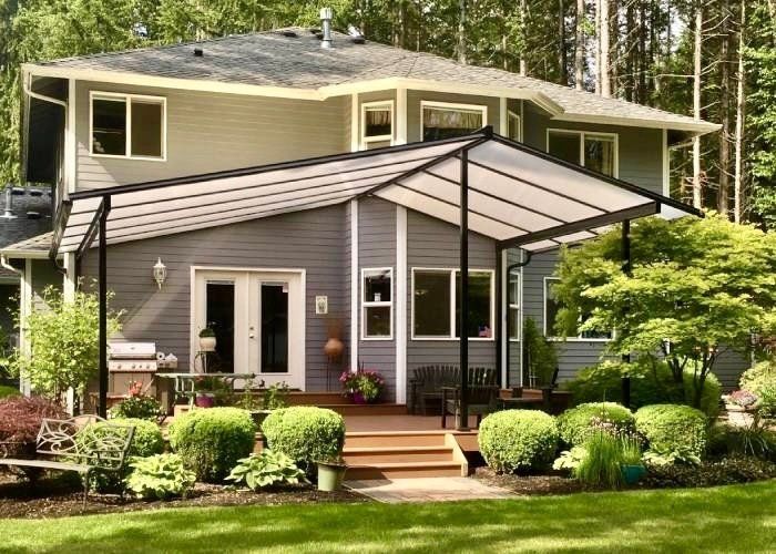 Portland Patio cover with Black Gable Style Frame Acrylite Acrylic Roof