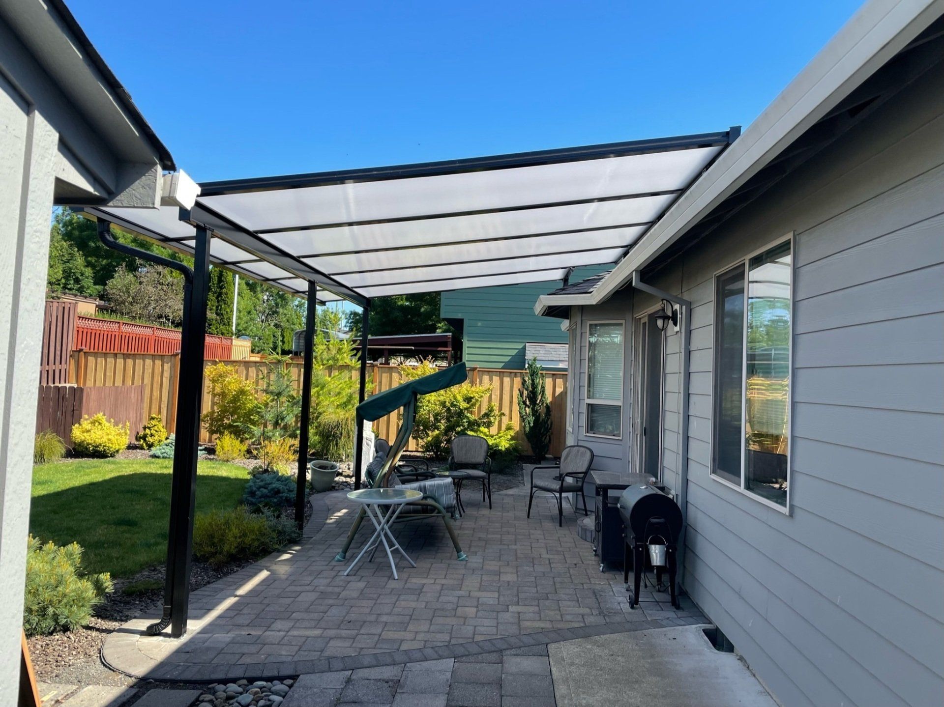 Patio Cover White Shed Style Frame Portland, OR