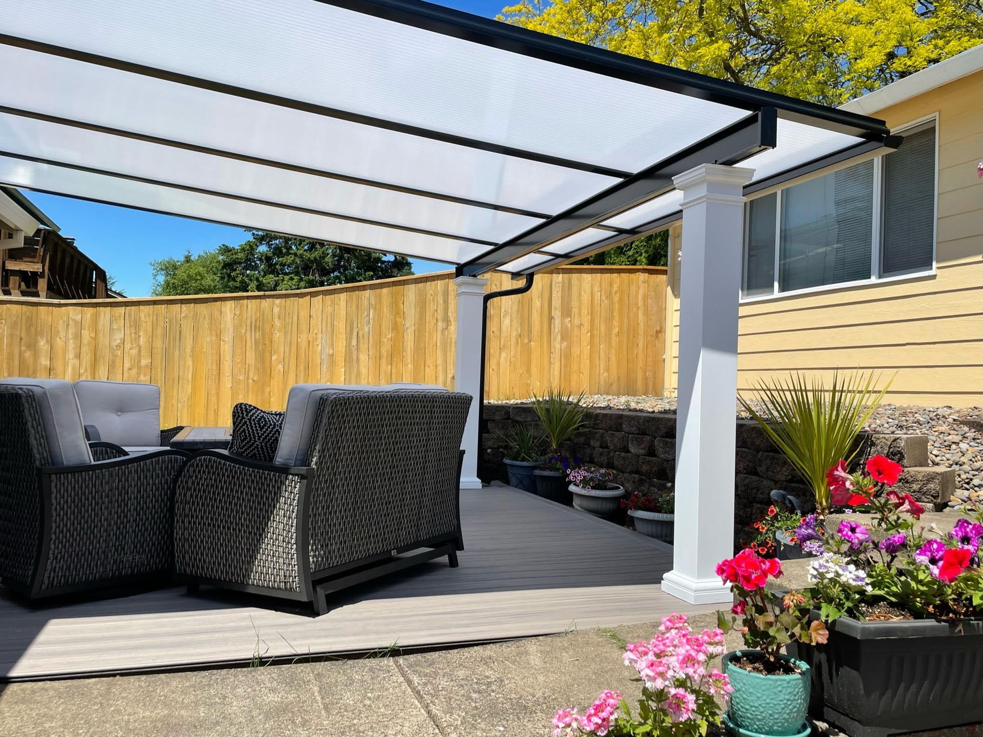 Acrylic Patio Covers Portland Oregon - White Shed Style Roof in White