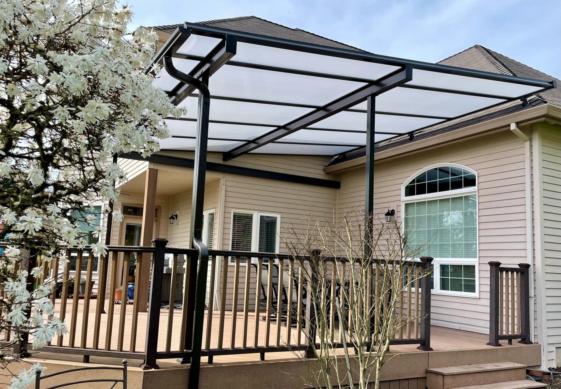 Acylite Acrylic Patio Cover in Portland Oregon with White Frame - Local Patio Cover Contractor - Crown Patio Covers