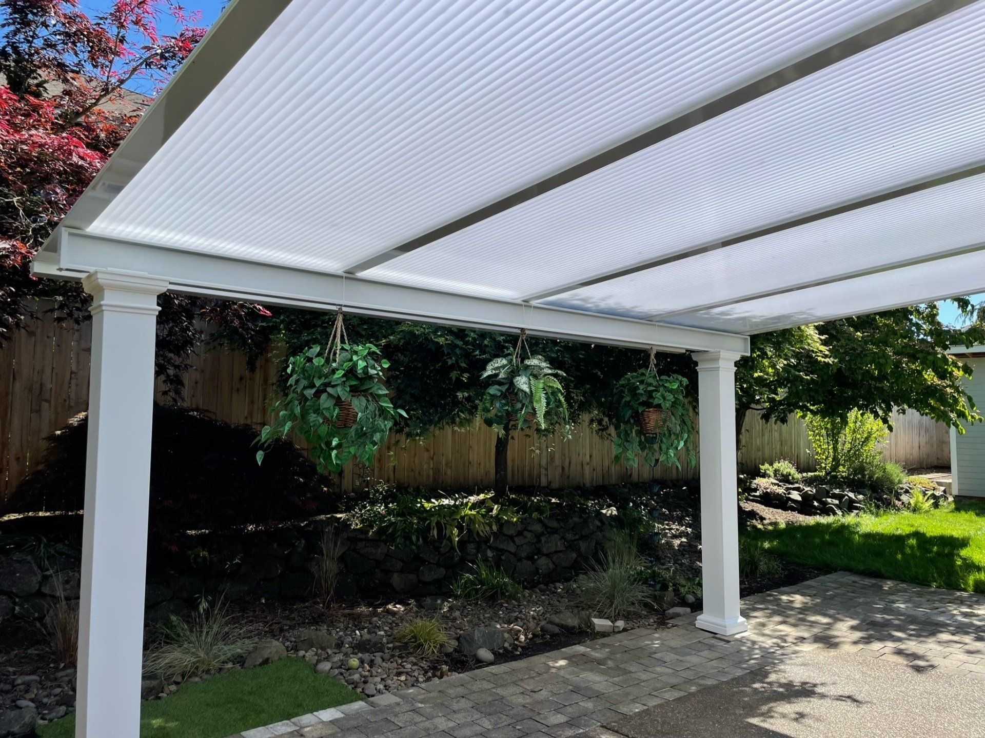 Portland Patio Covers - Shed Style in White with Acrylic