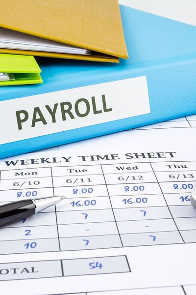 Payroll documents: folder labeled 