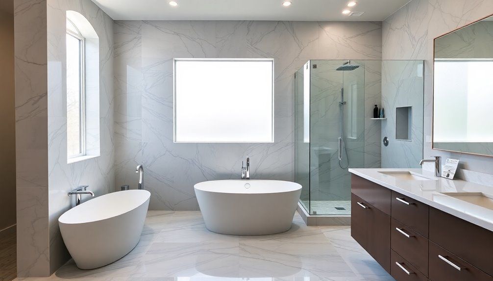 A bathroom with a bathtub , sink , and shower.