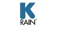The k rain logo is blue and black on a white background.