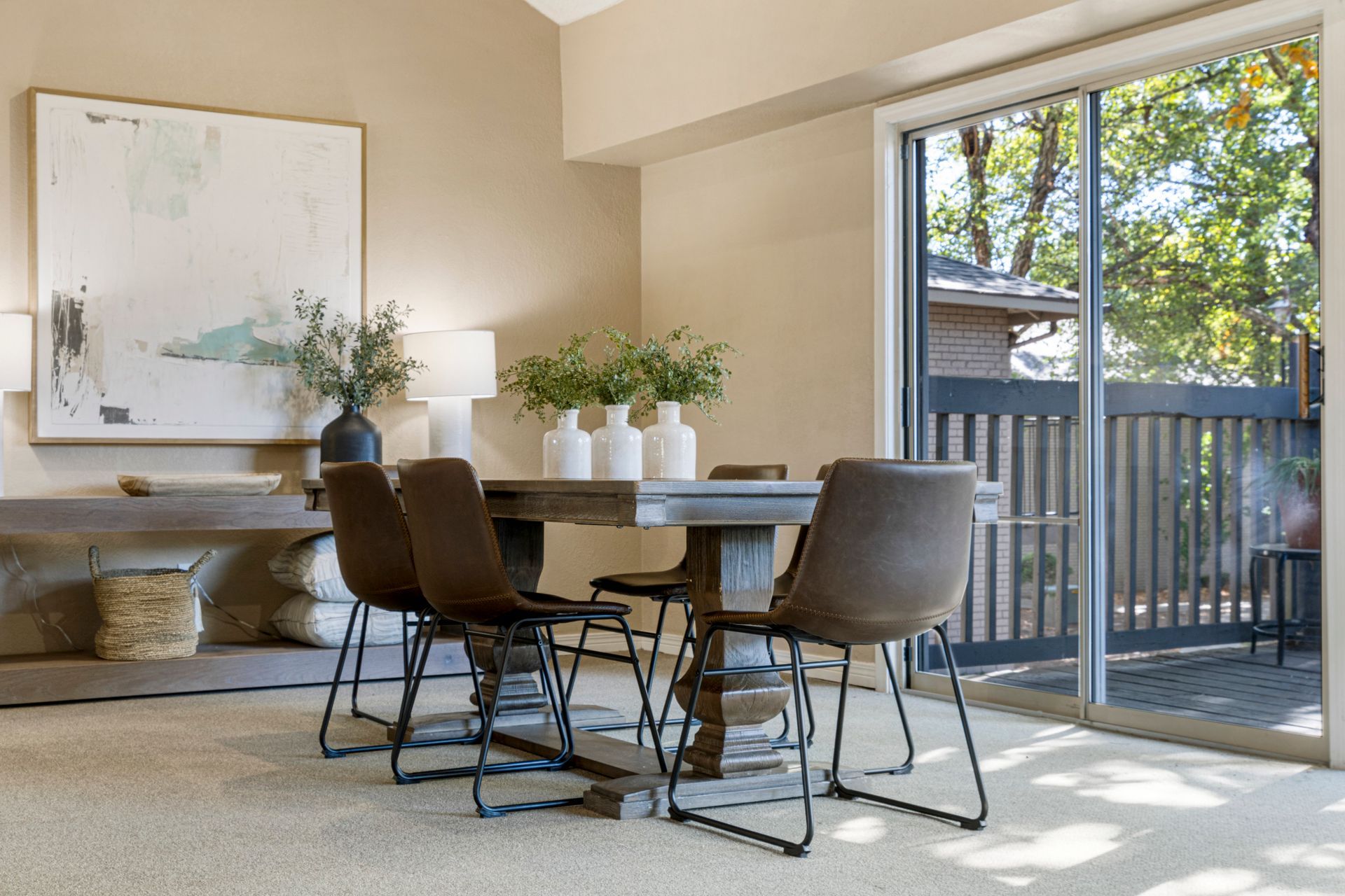 Deerfield Estates dining room area with glass door