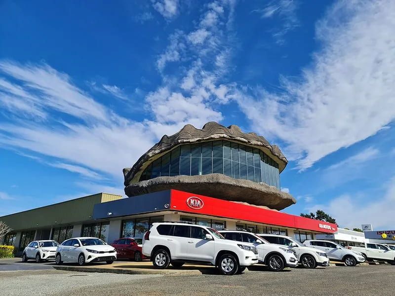 A Row Of Cars Are Parked In Front Of A Car Dealership — Mackies In Taree, NSW