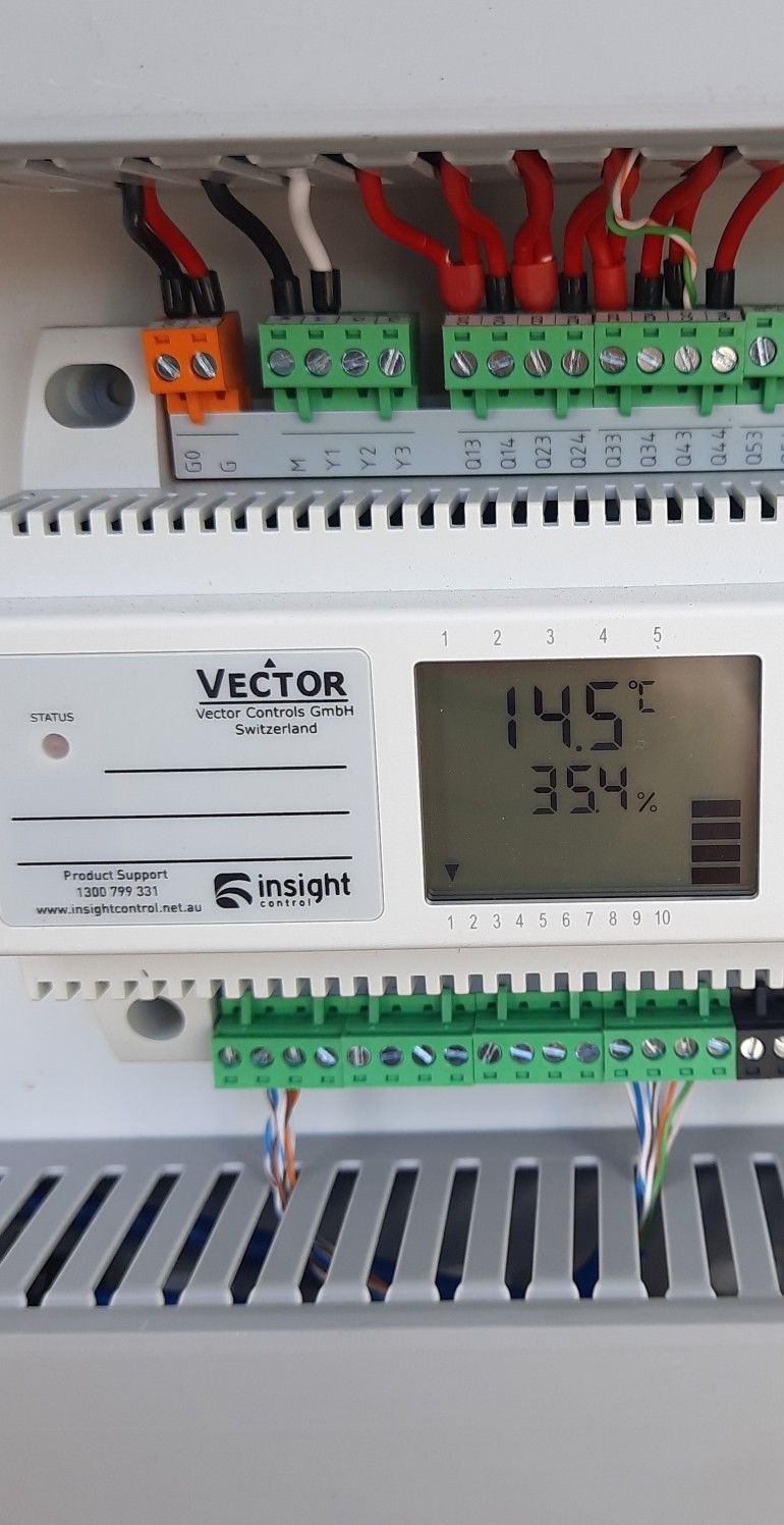 A White Control Panel With A Digital Display Showing 14.5°c And 35% — Mackies in Taree, NSW