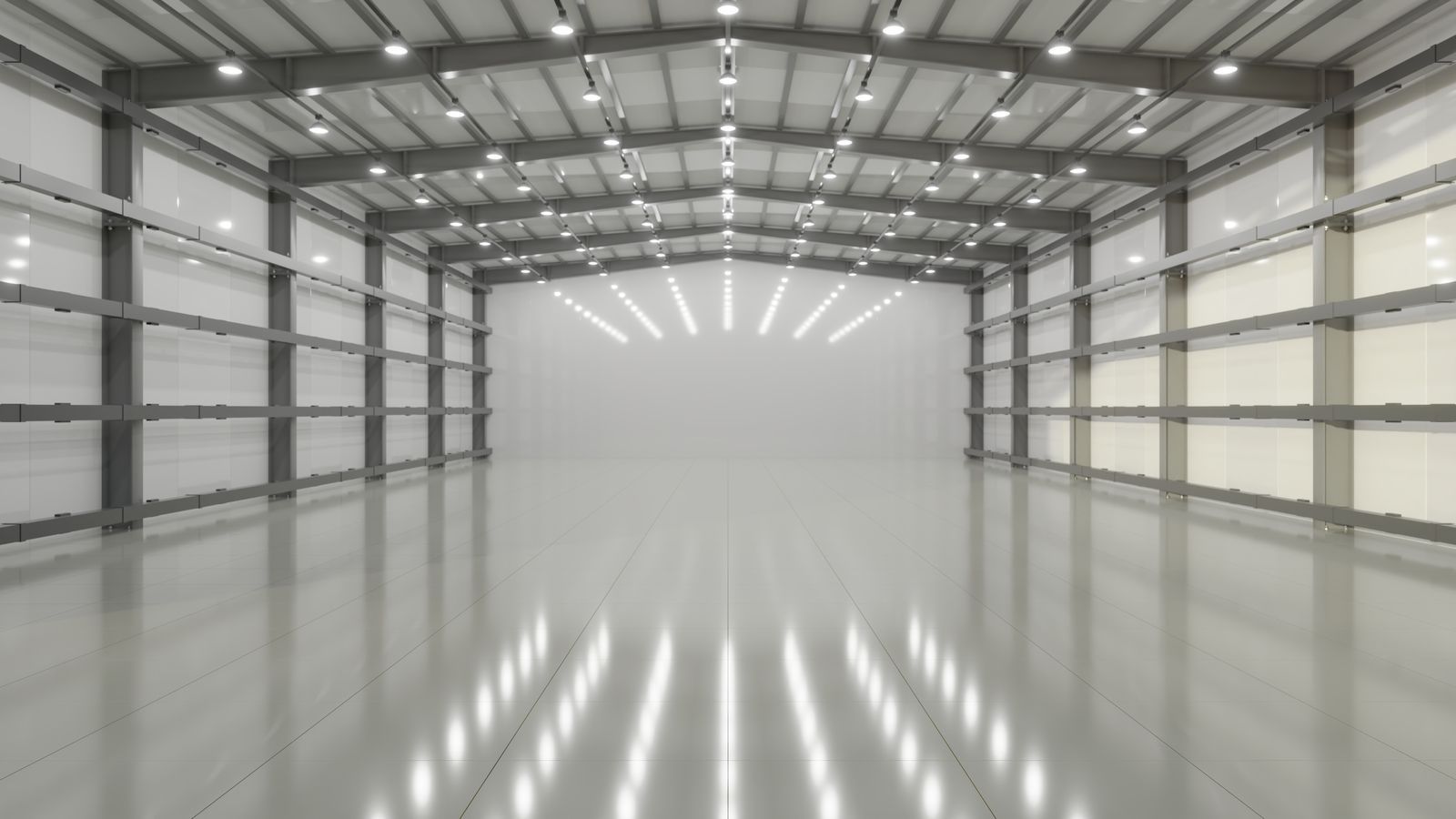 Newly poured concrete floor in a garage