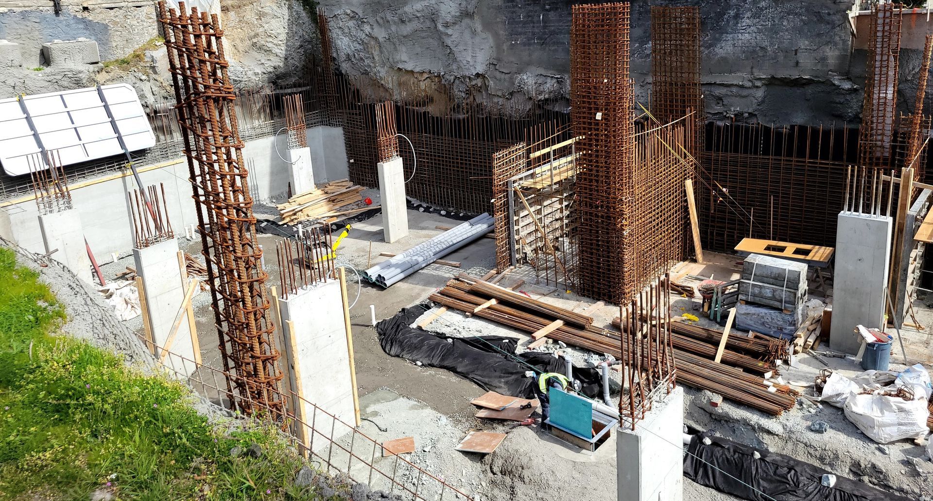 Pouring a concrete foundation