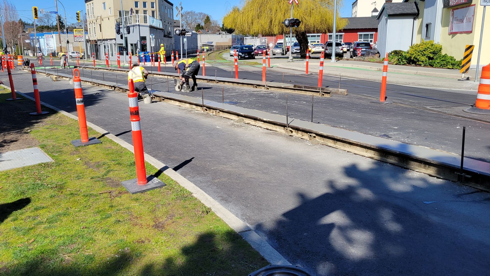 forming new bike lane curbs