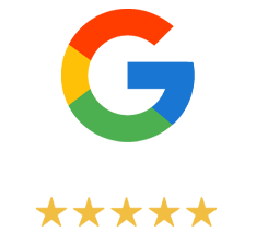 Google logo with five gold stars below, indicating a five-star rating.