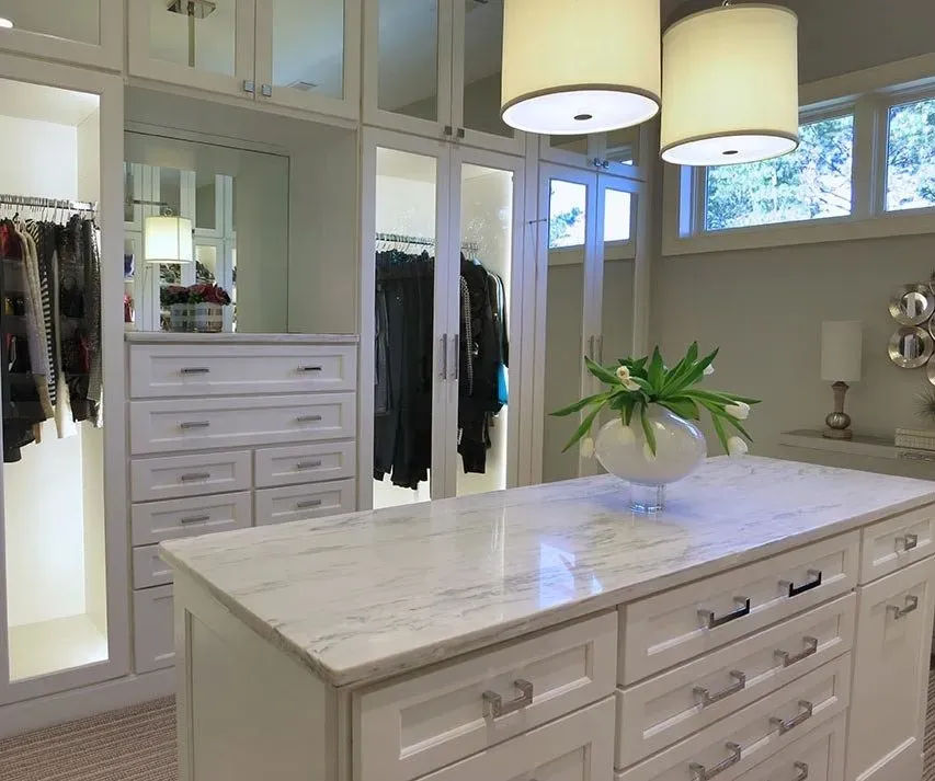 Closet with lights | St. Louis, MO | Perspective Cabinetry & Design