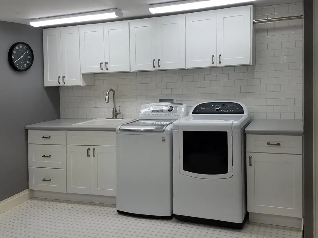 Dim lighted laundry area | St. Louis, MO | Perspective Cabinetry & Design