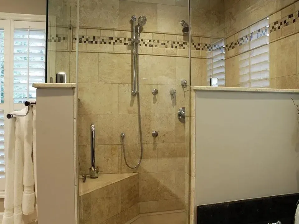 Shower area with glass door | St. Louis, MO | Perspective Cabinetry & Design