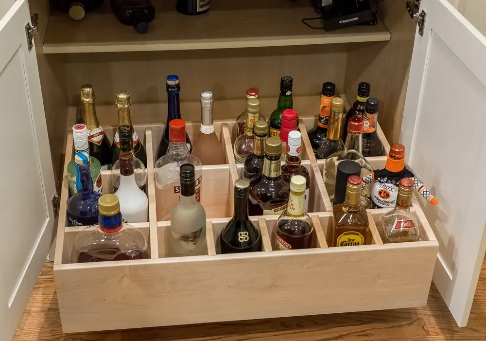 Messy wine area | St. Louis, MO | Perspective Cabinetry & Design