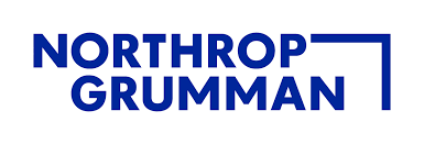 The northrop grumman logo is blue and white on a white background.