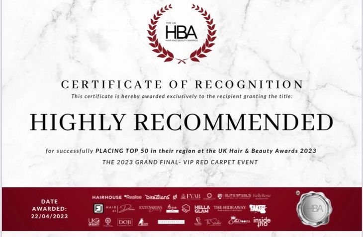HBA Certificate of Recognition