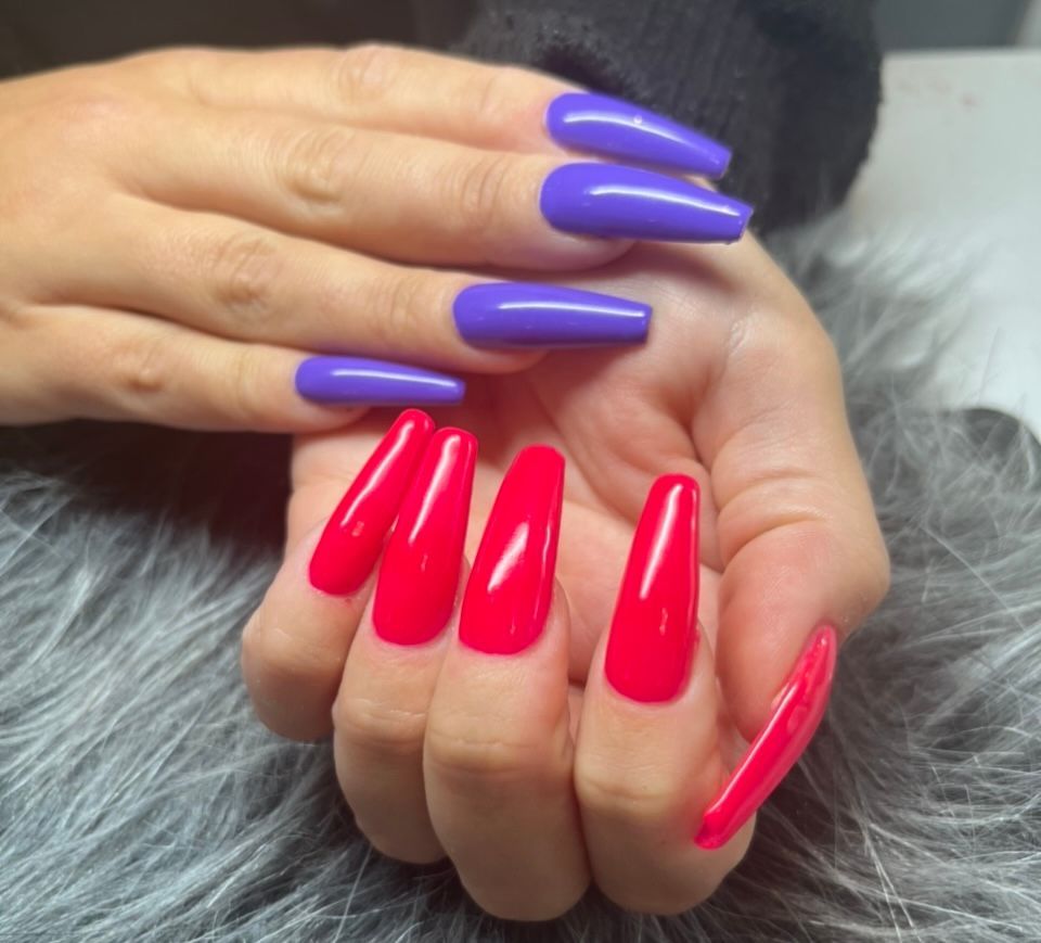 Pink and purple nail art