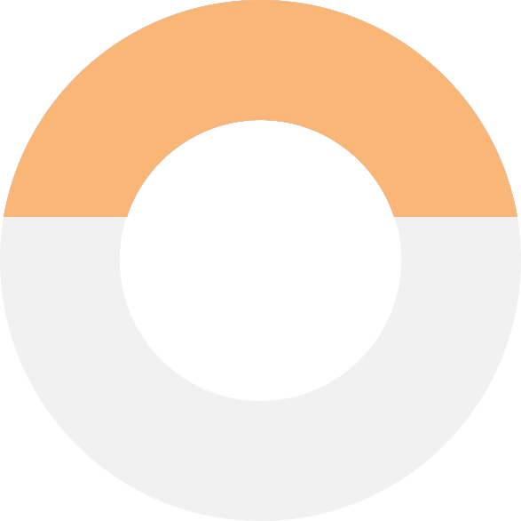 An orange and white circle with a white circle in the middle.