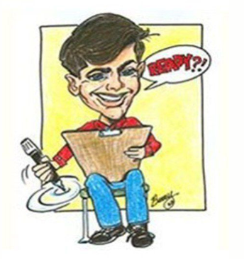 A cartoon of a man holding a clipboard and a pen with a speech bubble that says ready.