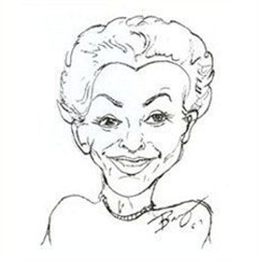 A collage of cartoons of a woman , a girl , and a duck.