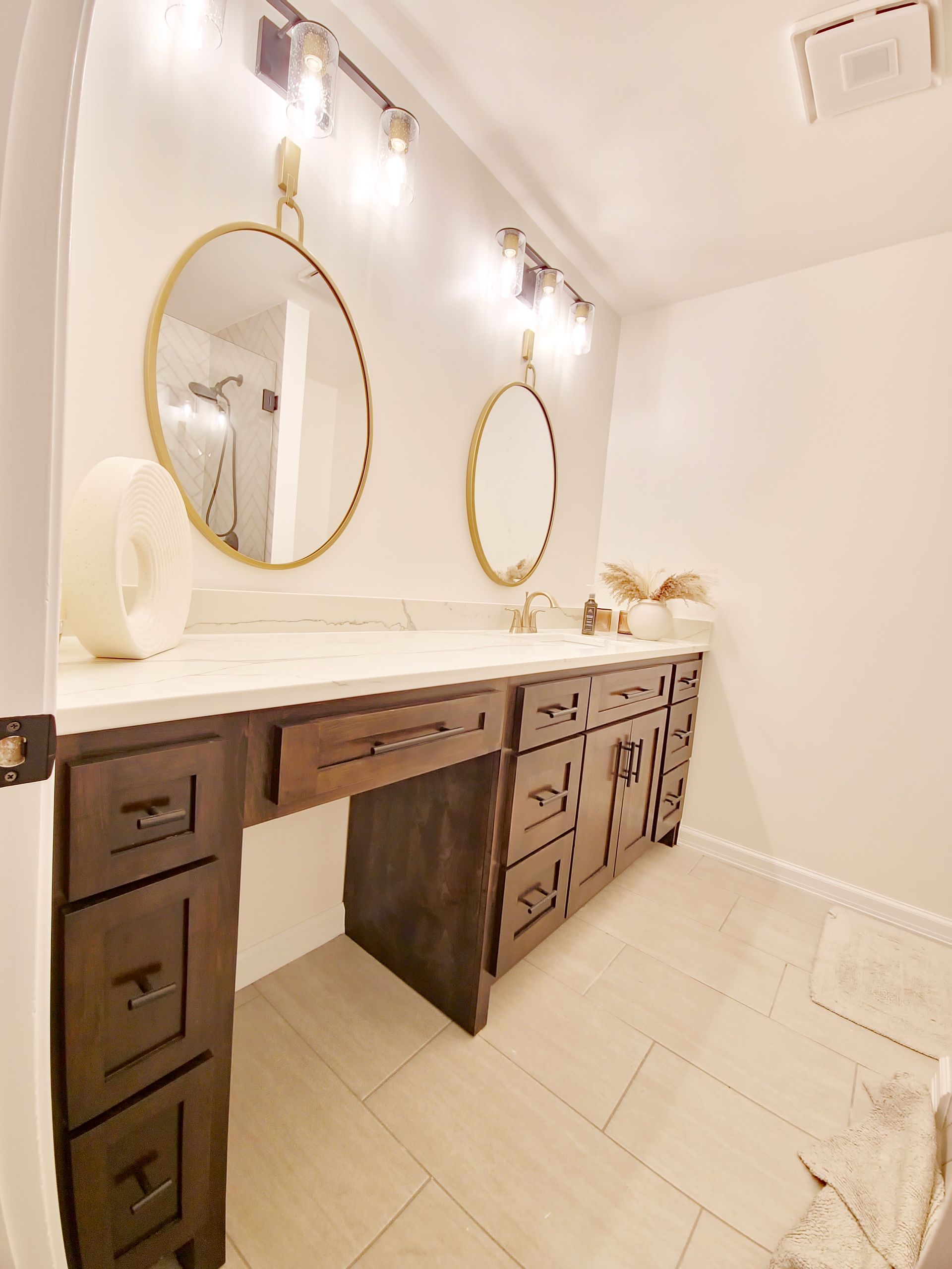 Bathroom remodeling in Tulsa Oklahoma walk-in shower and custom beauty vanity.
Before and After in our gallery.
Custom tile shower installation in Tulsa Ok, Remodeling contractor