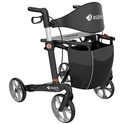 A Black Walker With Wheels and a Basket on a White Background — Coast 2 Coast Disability Support Services in Taree, NSW