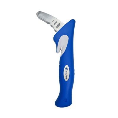 A Blue Bottle Opener With a Stainless Steel Blade on a White Background — Coast 2 Coast Disability Support Services in Taree, NSW