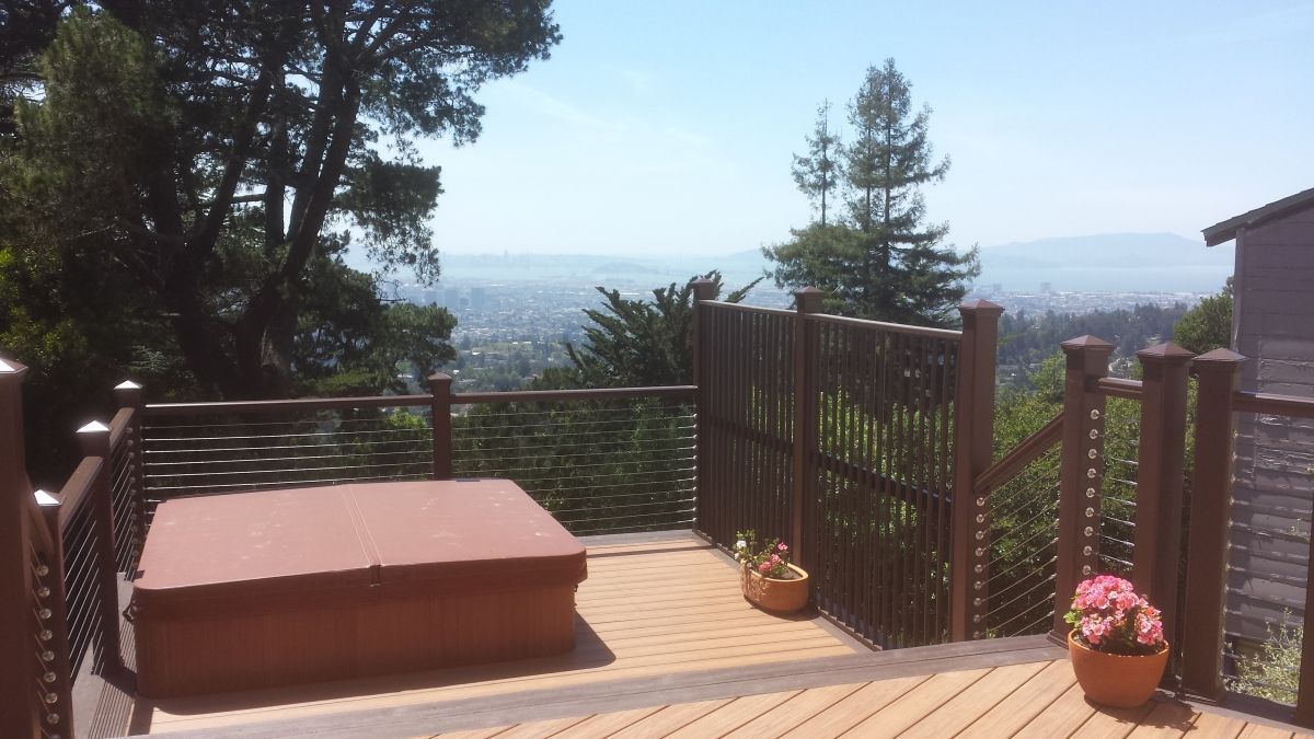new wood deck overlooking the city