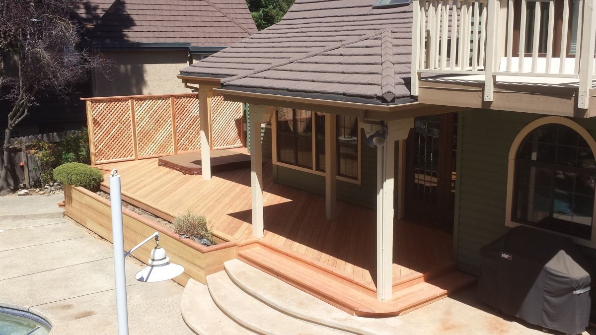 new wood back patio installation
