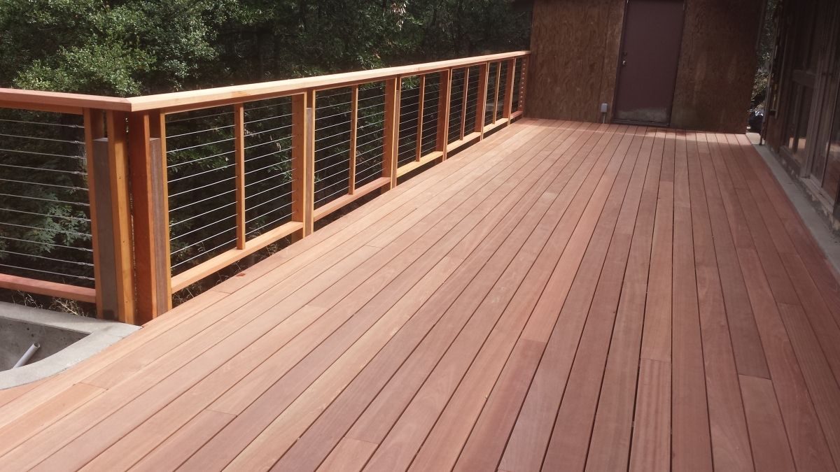newly installed unfinished wood deck