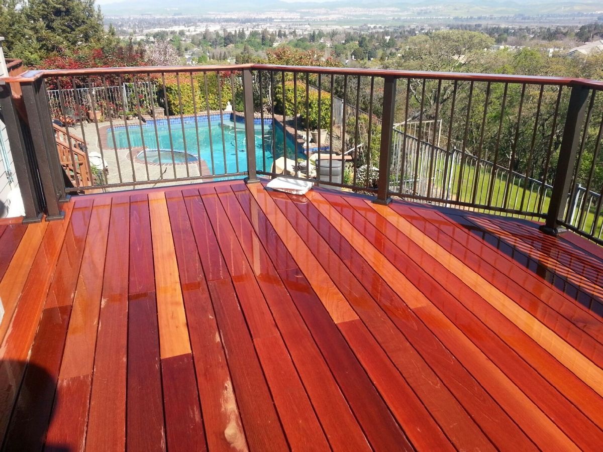 clear stained wood deck Installation