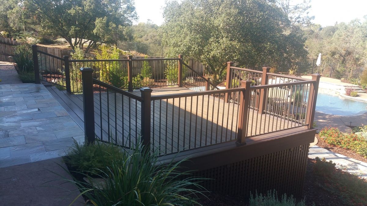 large slatted wood deck installation