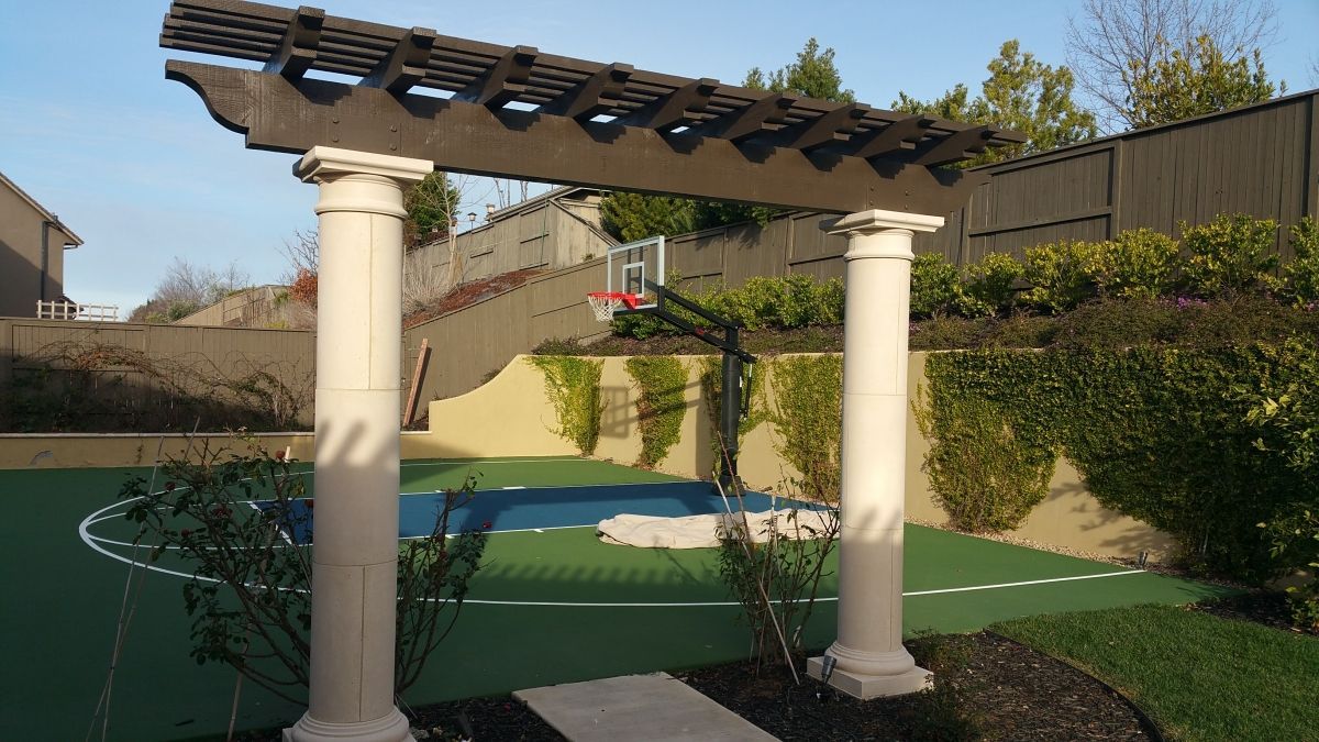 Patio Cover Installation near basketball court