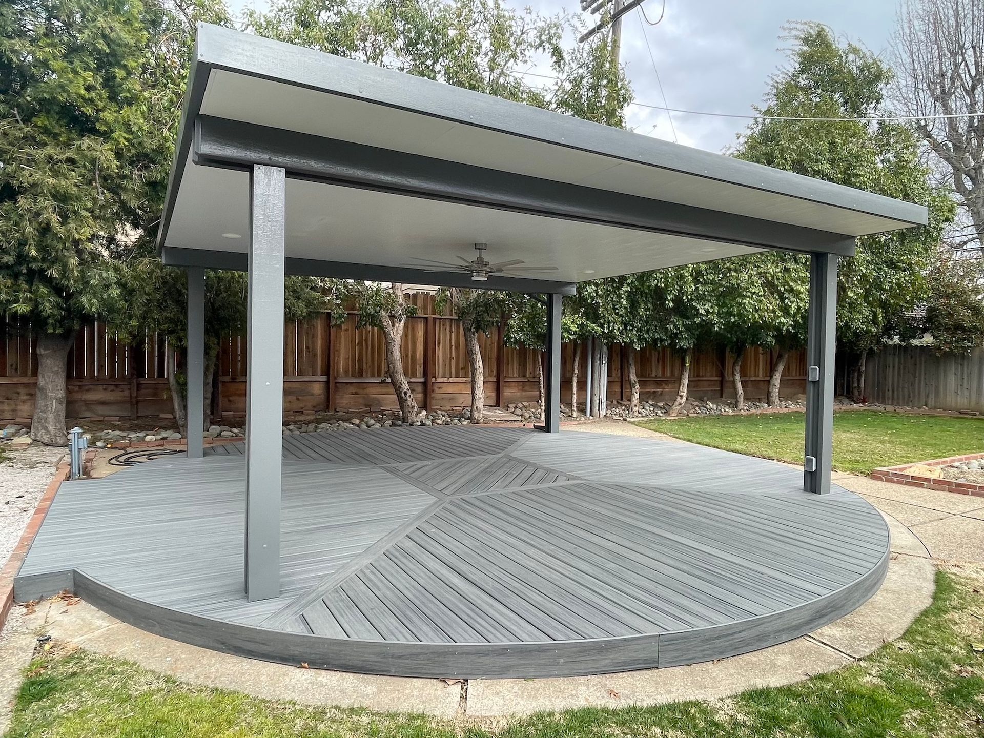 gray painted backyard gazebo